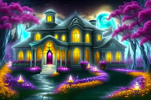 Prompt: ghost in wispering sorrow crying wishing well, deep red roses on bushes, white lillies, emotionally inspired by horror movies, burning yellow candles,  fire,Blueberry bushes, tinkerbell pixie fairy, inspired by greek mythology, colorful creative unimaginable dream landscape, digital airbrush, digital art, contrasts, shadows and lights.