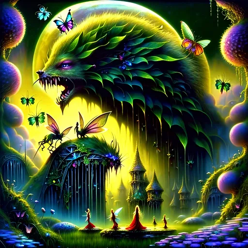 Prompt: queen of the fairies hyper detailed extremely realistic dark cinematic UHD in the style of Tim White