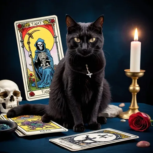 Prompt: tarot, death, cat