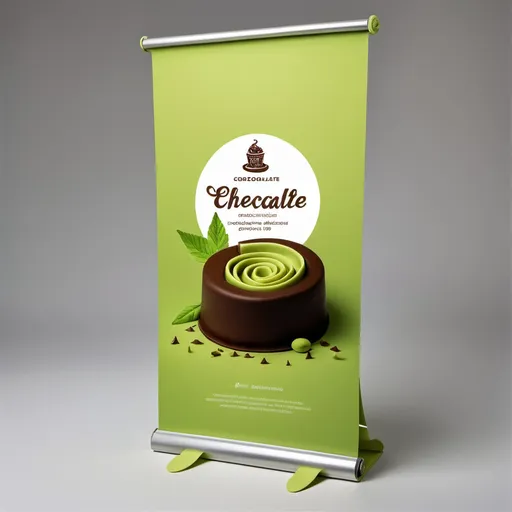 Prompt: roll up entreprise de chocolat personnalisé. Couleur du thème : vert pistache