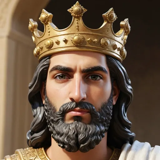 Prompt: create a young adult lifelike picture of King Cyrus the Great, also known as King Kourosh. 