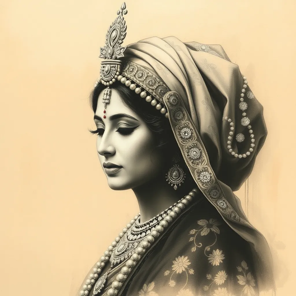 Prompt: Maharani Padmavati, style of Veri Apriyatno, charcoal and soft pastels on Pastelist paper