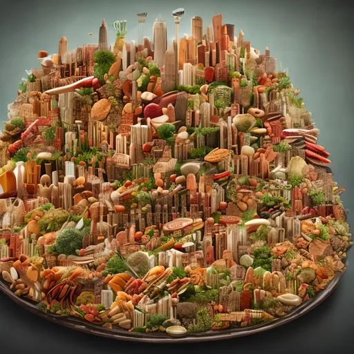 Prompt: City made of food