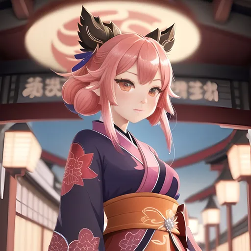 Prompt: Perfect illustration of Yae Miko from Genshin Impact, high quality, detailed kimono with intricate patterns, serene expression, traditional Japanese art style, vibrant colors, soft lighting, ethereal atmosphere, detailed hair ornaments, mystical aura, professional, anime, detailed eyes, pastel tones, traditional, serene lighting