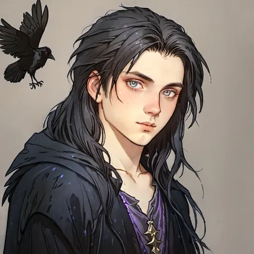 Prompt: raven heterochromia ,necromancer.long hair young anime boy fae , Ombre heterochromia ,flowing hair, art nouveau, oil painting, full body  , Full HD render + immense detail + dramatic lighting + well lit  + fine | ultra - detailed realism, full body art, lighting, high quality,  engraved | highly detailed |digital painting, artstation, concept art, smooth, sharp focus, Nostalgic everything in the heavenly realm inviting you to join. full body, 8k, highly detailed, full length frame, High detail RAW color art, piercing, diffused soft lighting, shallow depth of field, sharp focus, hyperrealism, cinematic lighting, concept art