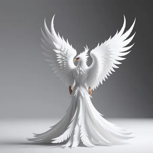 Prompt: white phoenix back view, with wings closed
