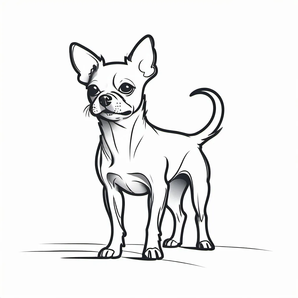 Prompt: minimal single continuous line, single brush stroke, white background, a small dog standing on back legs