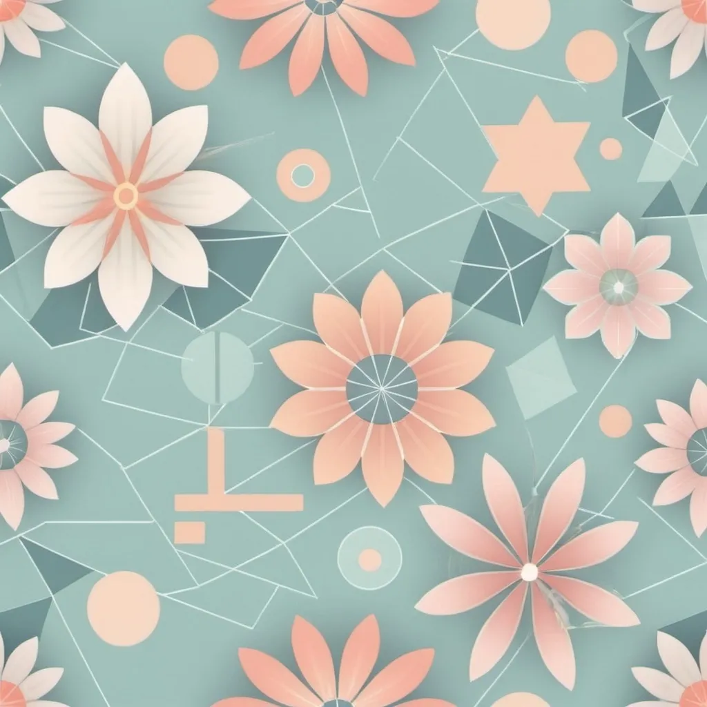 Prompt: floral patterns with geometric shapes in pastel colors