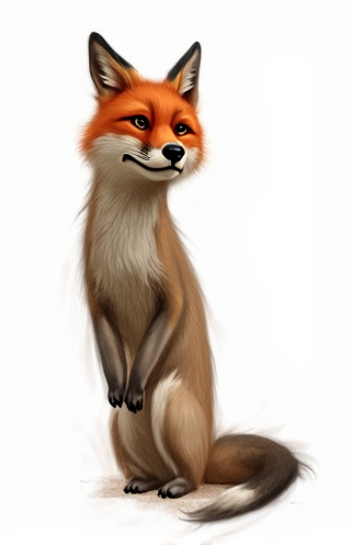 Prompt: a fox like the image i upload with the same post same size and same distance pictures look a liitel dirty 
