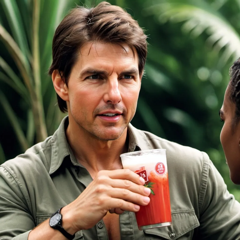 Prompt: Tom Cruise drinking Guaraná Jesus

