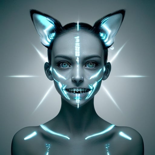 Prompt: Generate an image of a person with huge eyes, sharp teeth, glowing skin, square jaw, and large ears. The person should have an intriguing and captivating expression, with their eyes shining with intense brilliance. The teeth should be visible, standing out with their sharpness and gleam. The skin should appear smooth and radiant, reflecting light vividly. The jaw should be strong and angular, contributing to a powerful and confident appearance. The ears should be prominent, complementing the set of unique facial features of this person.
