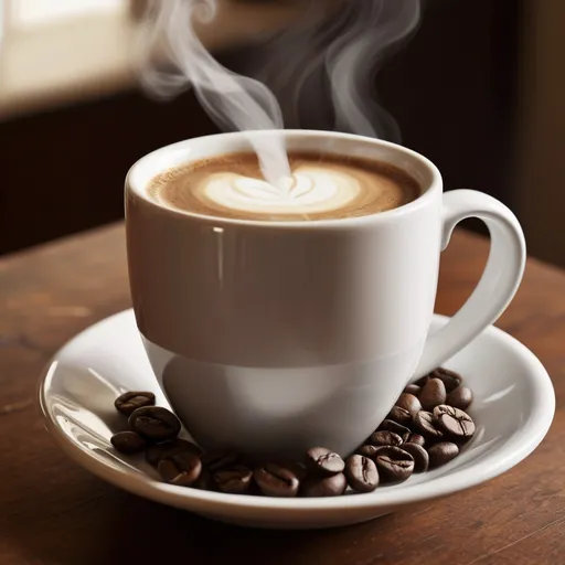 Prompt: The morning coffee sits in its favorite mug, steam curling like whispered secrets into the quiet air. The mug is warm against your palms, a small comfort, grounding you in the moment before the world rushes in. The aroma—rich, deep, familiar—wraps around you like an old friend, filling the room with its gentle embrace.