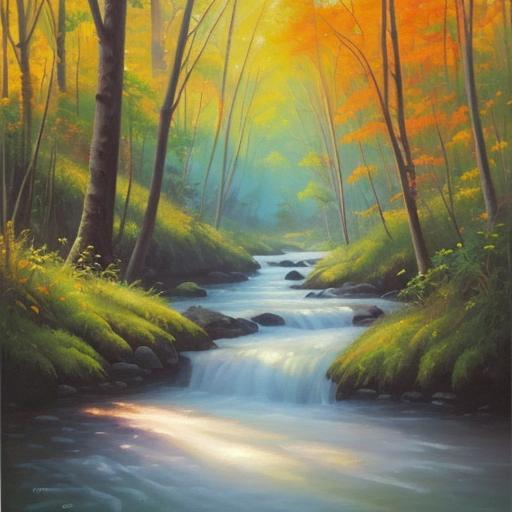 Prompt: horizontal Realistic oil painting of  Nature in bright colors in 3:4 ratio 