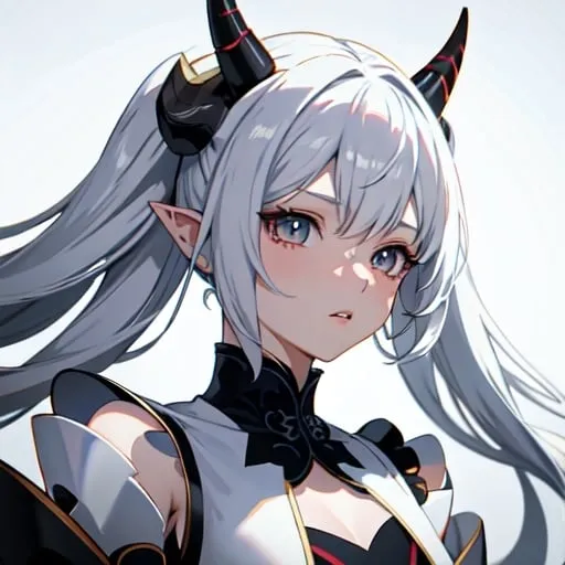 Prompt: Anime illustration of a 10-year-old female with intricate white hair, adorned with white demon horns, sharp lines and focus, best quality, 4k resolution, extremely detailed, HD, anime art, smooth shading, styled by Stanley Lau, Masato Kōda, Ayya Saparniyazova, intricate detailed hair, white demon horns, sharp focus, anime style, professional, highres, smooth shading, detailed design, HD, 4k