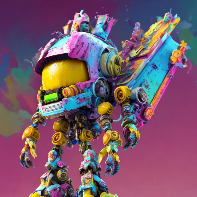 Prompt: 
BANANA CAKED  RECICLE ROBO with colorful background trending on artstation, 8 k, highly detailed and intricate width:704 height:384