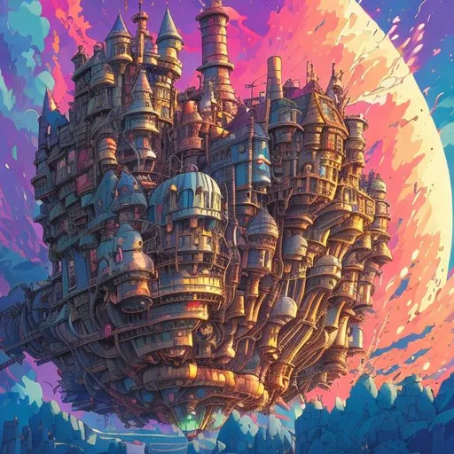 Prompt: -howl’s moving castle in Windsor Ontario with colorful background trending on artstation, 8 k, highly detailed and intricate width:704 height:384