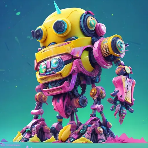 Prompt: 
BANANA CAKED  RECICLE ROBO with colorful background trending on artstation, 8 k, highly detailed and intricate width:704 height:384