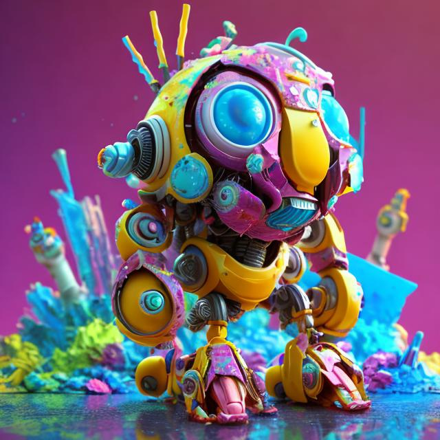 Prompt: 
BANANA CAKED  RECICLE ROBO with colorful background trending on artstation, 8 k, highly detailed and intricate width:704 height:384