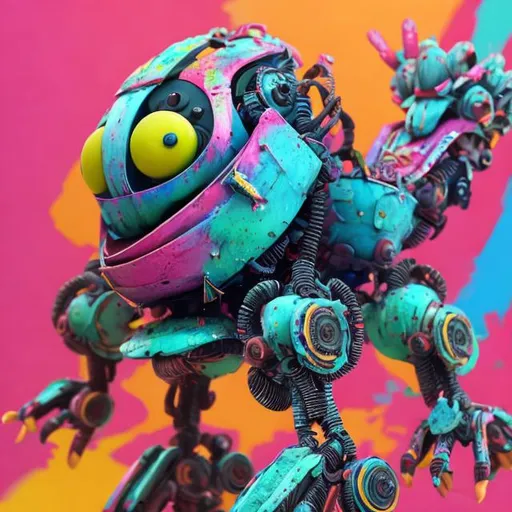 Prompt: 
BANANA CAKED  RECICLE ROBO with colorful background trending on artstation, 8 k, highly detailed and intricate width:704 height:384