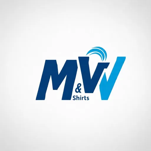 Prompt: Logo that says: MV Shirts and the letters M and V are waves