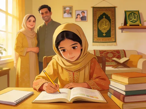 Prompt: a little girl who is dreaming to make her parents proud go for a higher studies and make her parents life easy and comfortable . south Asian Muslim family girl.