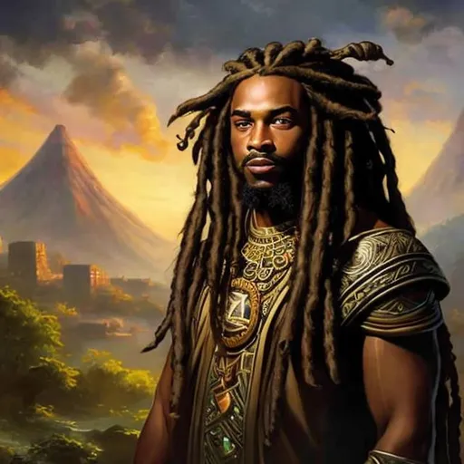 Prompt: black man, with dreads, handsome, MTG art style 
