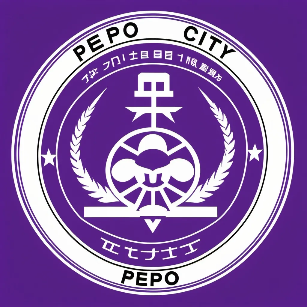 Prompt: A purple emblem of pepo city