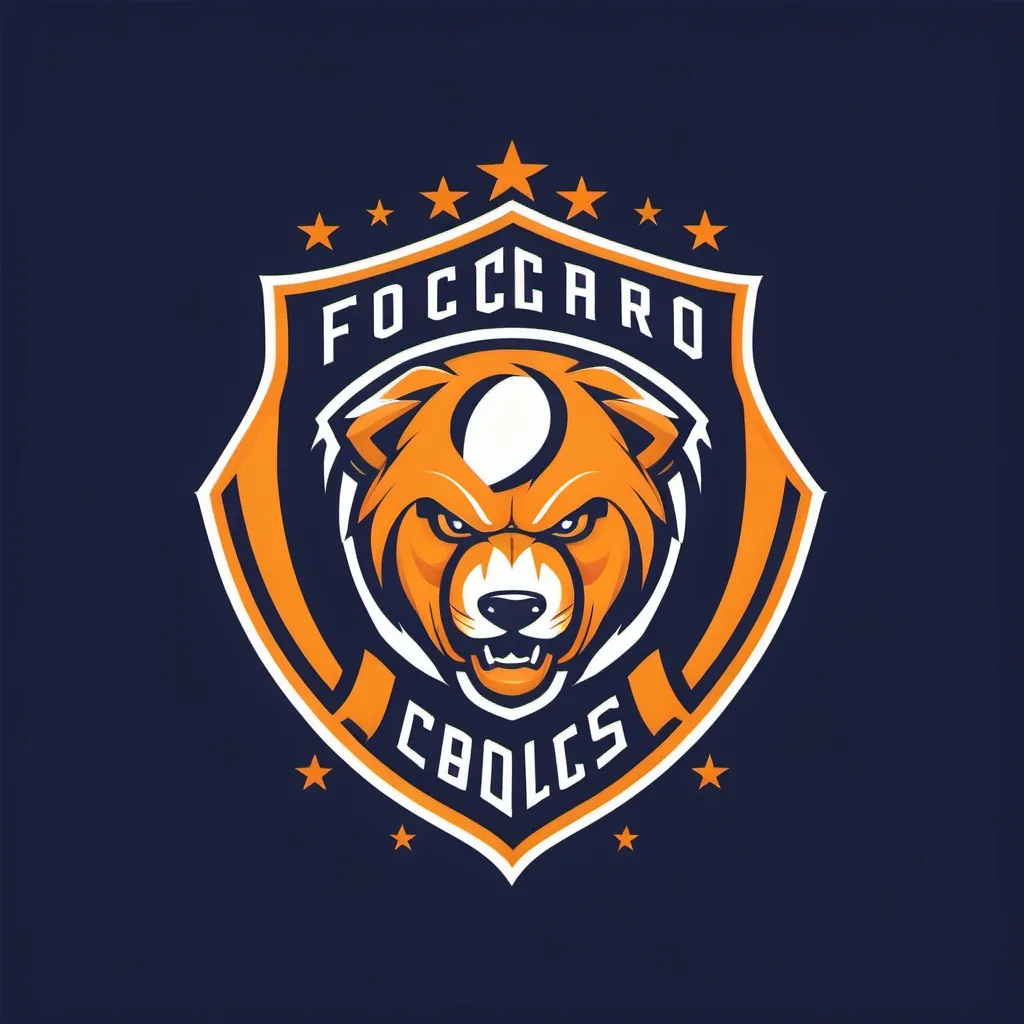 Prompt: A dynamic football team logo with bold colors