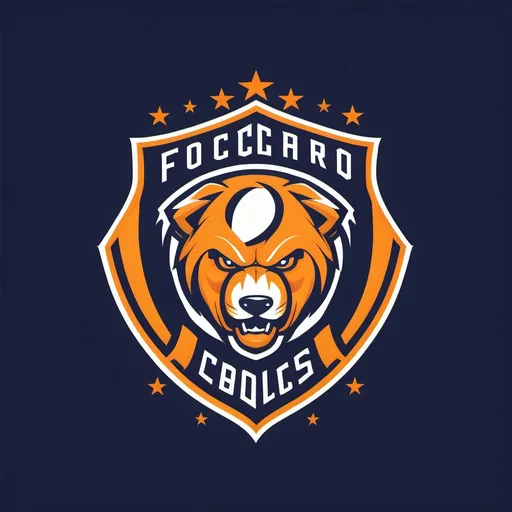 Prompt: A dynamic football team logo with bold colors