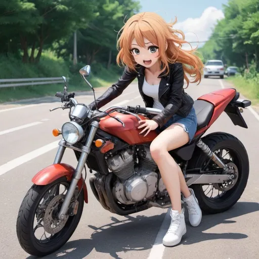 Prompt: my anime girlfriend in motorcycle crash