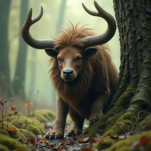 Prompt: Basajaun, Basandere – (Basque) hairy woodland spirit