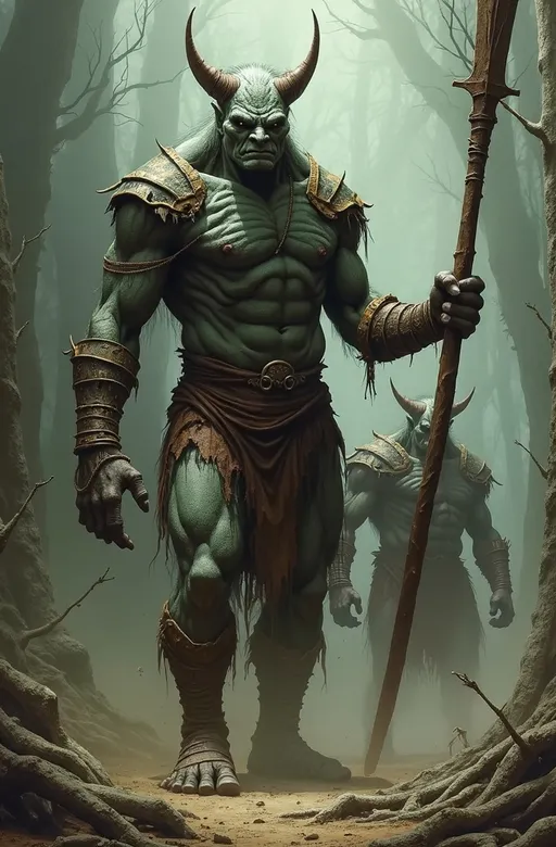 Prompt: Fomorians – Army of monstrous troll-like/goblin-like humanoid beings