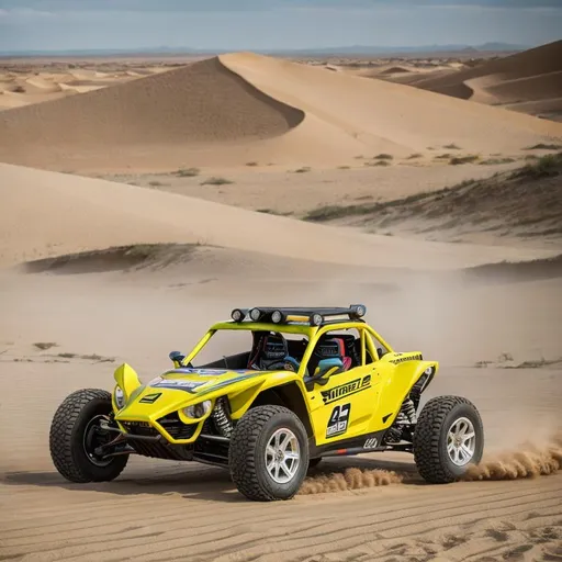 Prompt: create a symmetrically correct race drone that looks like a dune buggy race, split image same vehicle, follow the prompt 