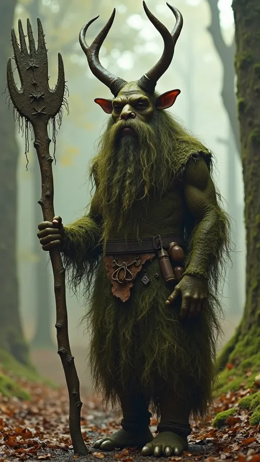 Prompt: Basajaun, Basandere – (Basque) hairy woodland spirit