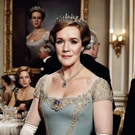 Prompt: Julie Andrews as an aristocratic lady at the Queen's ball.