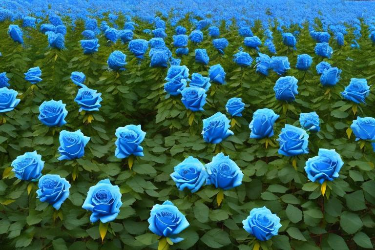 Prompt: A field of Blue roses