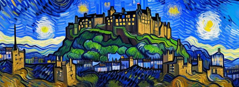 Prompt: Edinburgh castle in style of van Gogh 
