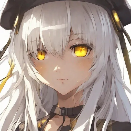 Prompt: Anime girl
Yellow eyes
Light brown skin
White hair