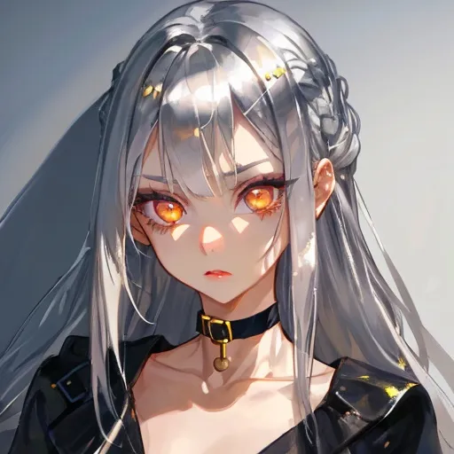 Prompt: Girl
Wild silver hair
Choker
Golden eyes