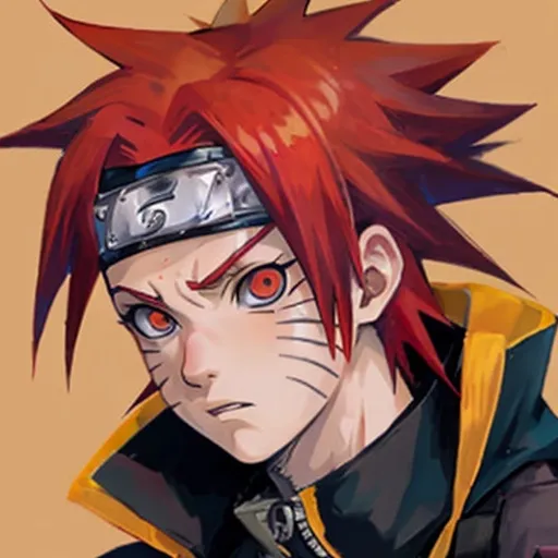 Prompt: Naruto with red hair

