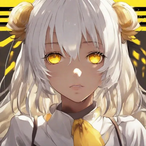 Prompt: Anime girl
Yellow eyes
Light brown skin
White hair