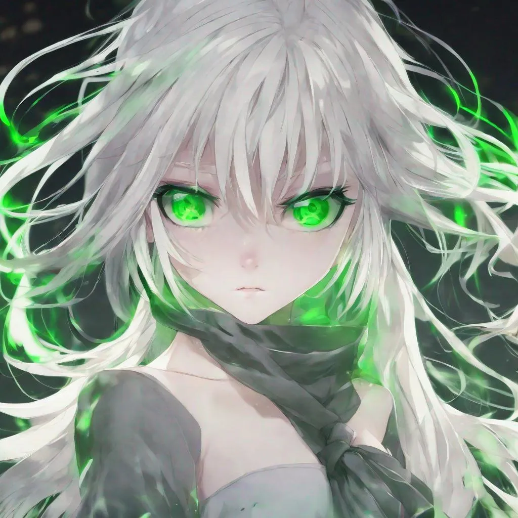 Prompt: Anime girl
Green eyes
Platinum blond hair
Ghostly white skin