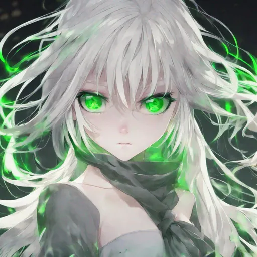 Prompt: Anime girl
Green eyes
Platinum blond hair
Ghostly white skin