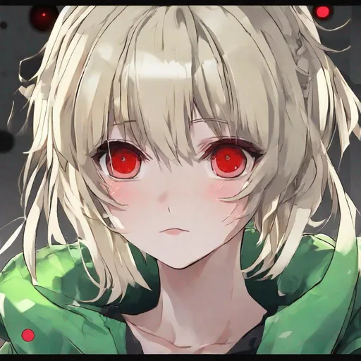 Prompt: Anime girl
Green eyes
Platinum blond hair
2 red dots on forehead