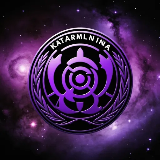 Prompt: un logo pour mon equipe easport avec les couleur violet noir et en fond galaxie ET AU MILLIEU QUI EST ECRIT KARMA UGC