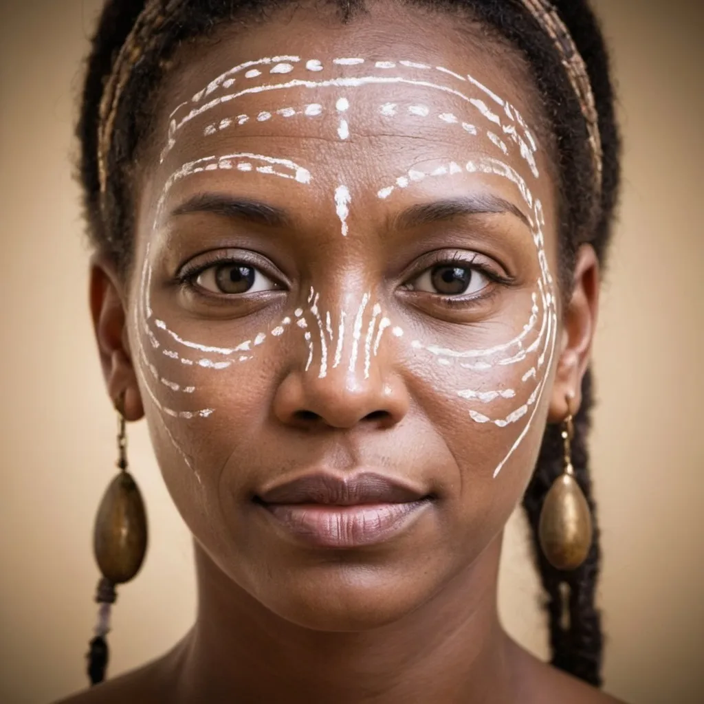 Prompt: Transformational Insights: ancestral loyalties and decoding facial features, healing therapy. 