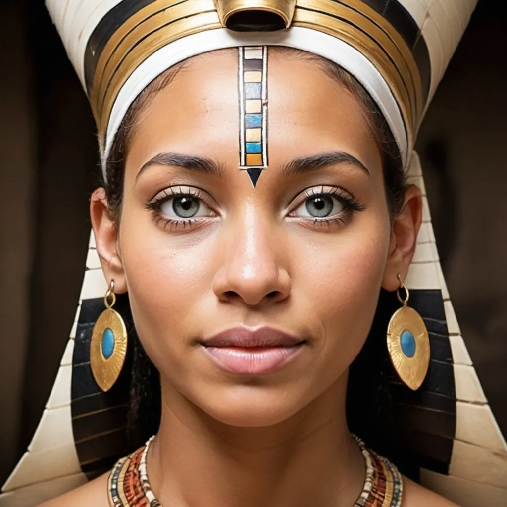 Prompt: Transformational Insights: ancestral loyalties and decoding facial features, healing therapy, white woma Egyptian 