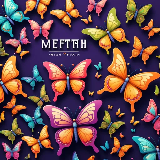 Prompt: (accurately spelled text "Meftah"), logo design, ornate and artistic, vibrant colors, dynamic layouts, whimsical touch, colorful butterflies surrounding the text, each butterfly showcasing unique patterns, cheerful ambiance, playful and charming vibe, sleek and contemporary style, high quality, ultra-detailed, visually engaging and appealing.