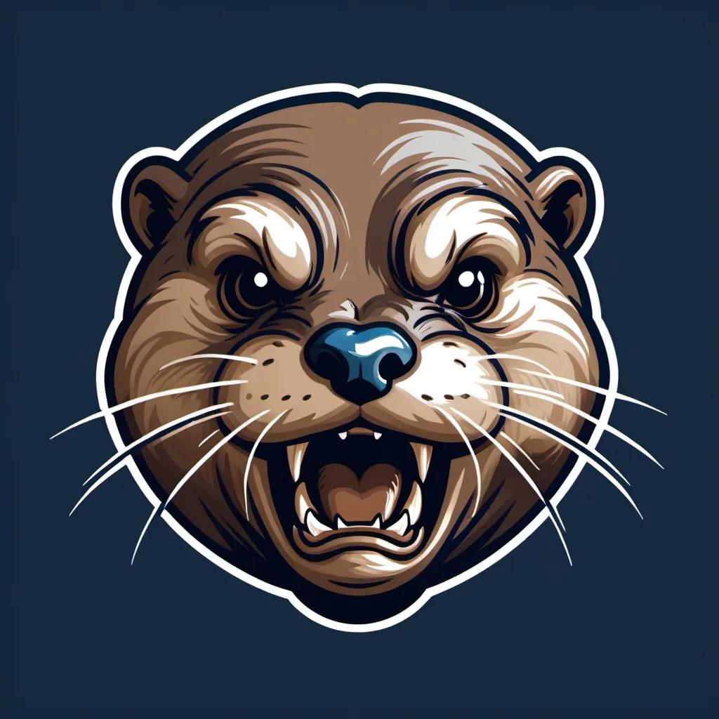 Prompt: Angry otter face as a jersey logo