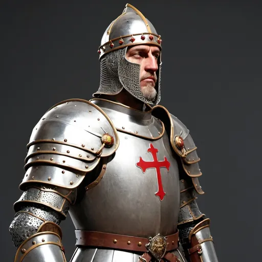 Prompt: front/side view of Richard the lionheart in templar armor
